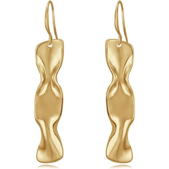 ✨ Long Gold Bar Dangle Earrings | 14K Gold Plated | Modern Minimalist Style ✨ - Picture 1 of 4